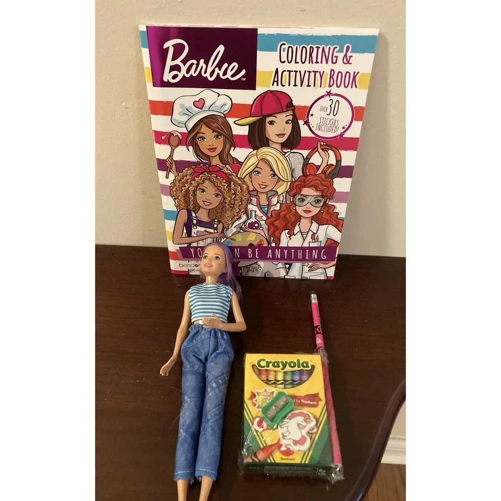 Barbie Lot Skipper Babysitters Doll Brown Purple Hair 2010 Activity Book Crayon